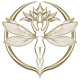 A Woman On Purpose dragonfly lady emblem